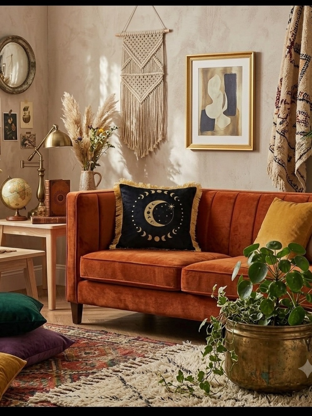 Black and Gold Celestial Moon Phase Pillow Cover